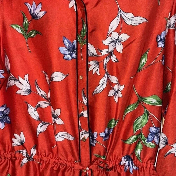 Lauren Ralph Lauren Paza Red Floral Print Twill Dress Size 10 - Picture 9 of 10